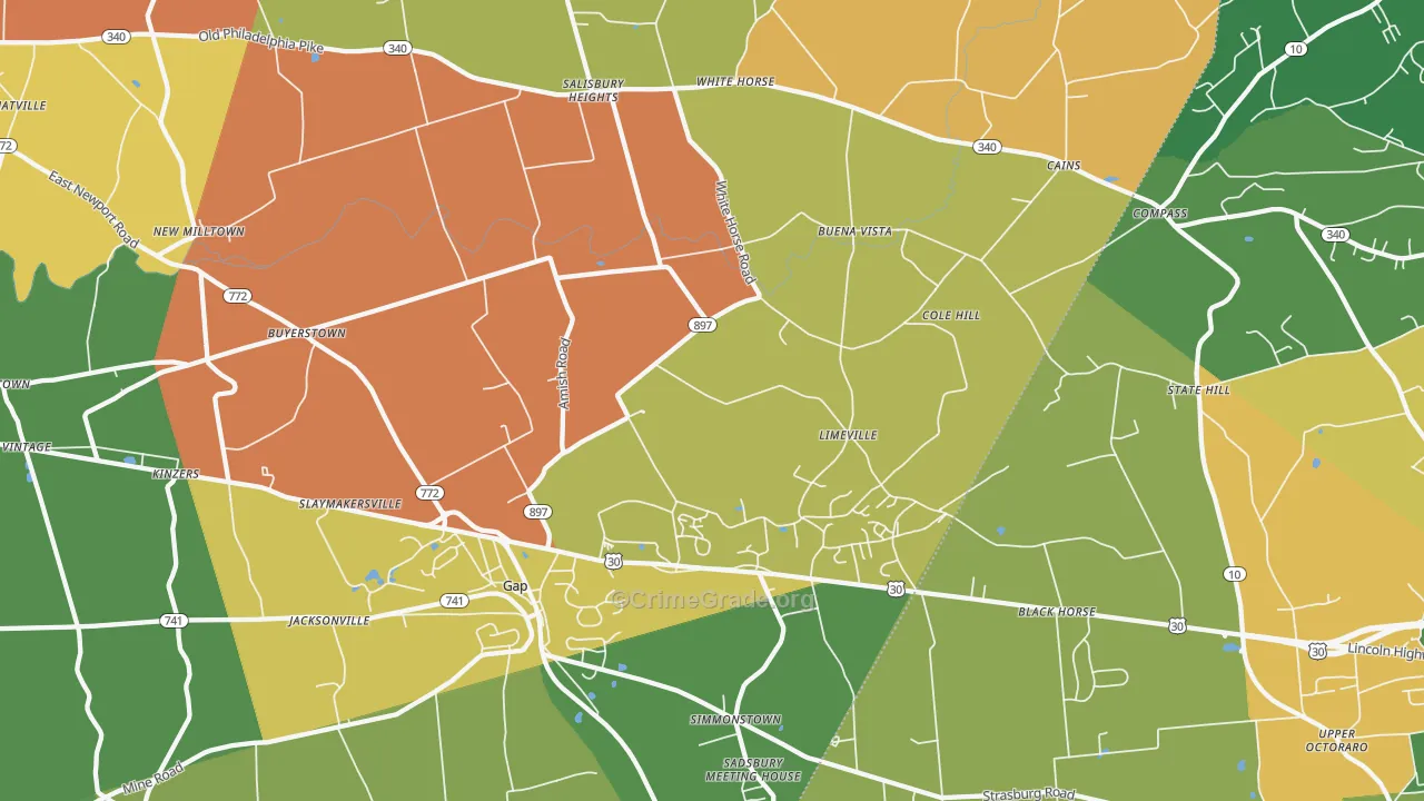 Gap, PA Map of Drug-Related Crime Rates