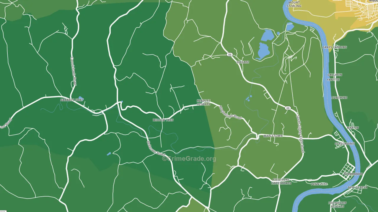 Garards Fort, PA Map of Drug-Related Crime Rates
