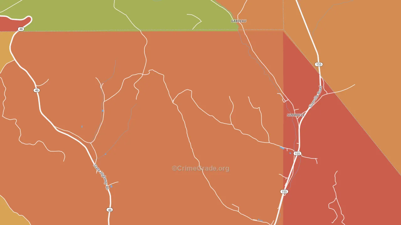 Gardeau, PA Map of Drug-Related Crime Rates