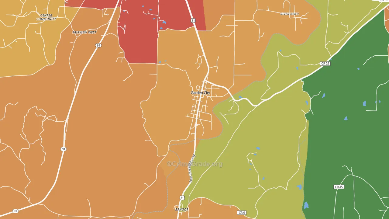 Garden City, AL Map of Drug-Related Crime Rates