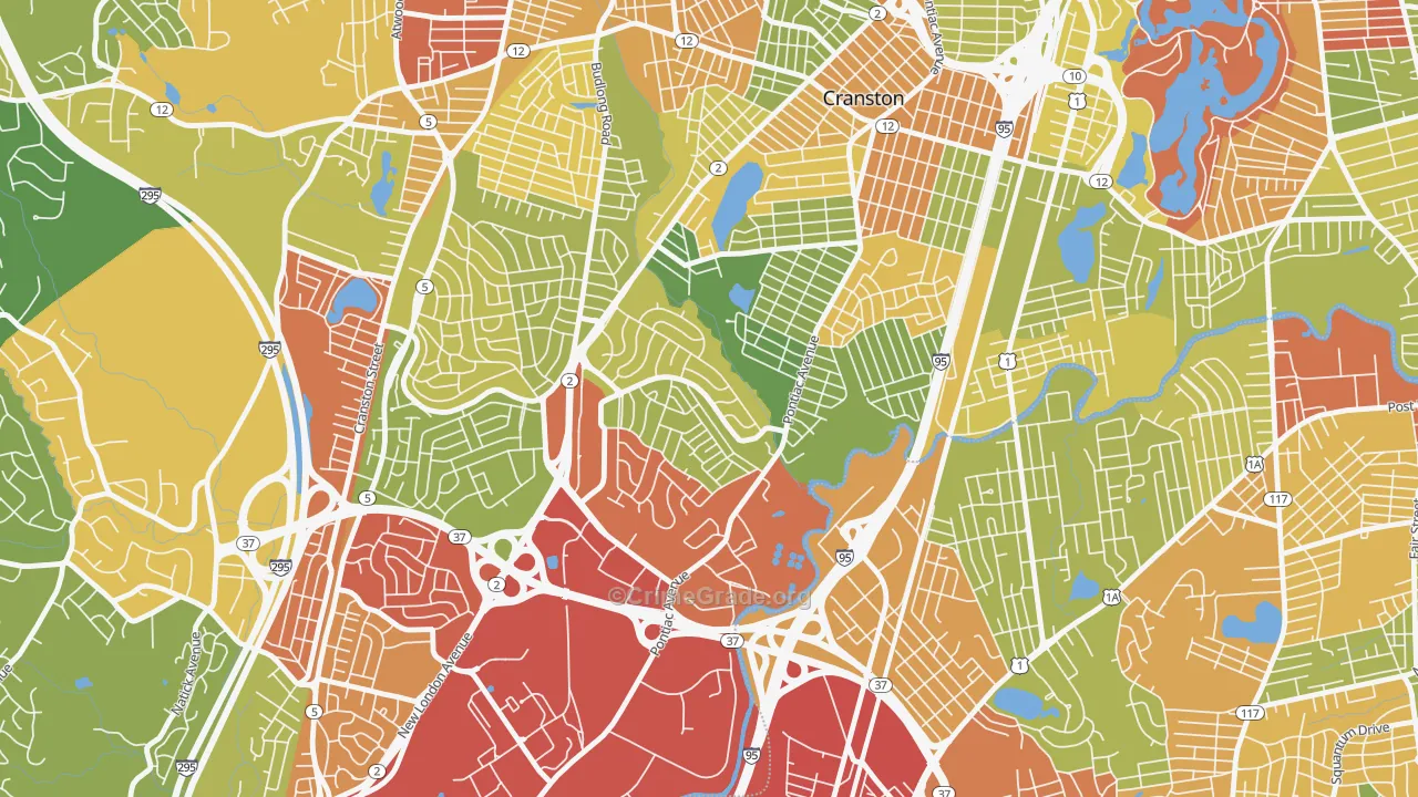 Garden City, Cranston, RI Map of Drug-Related Crime Rates