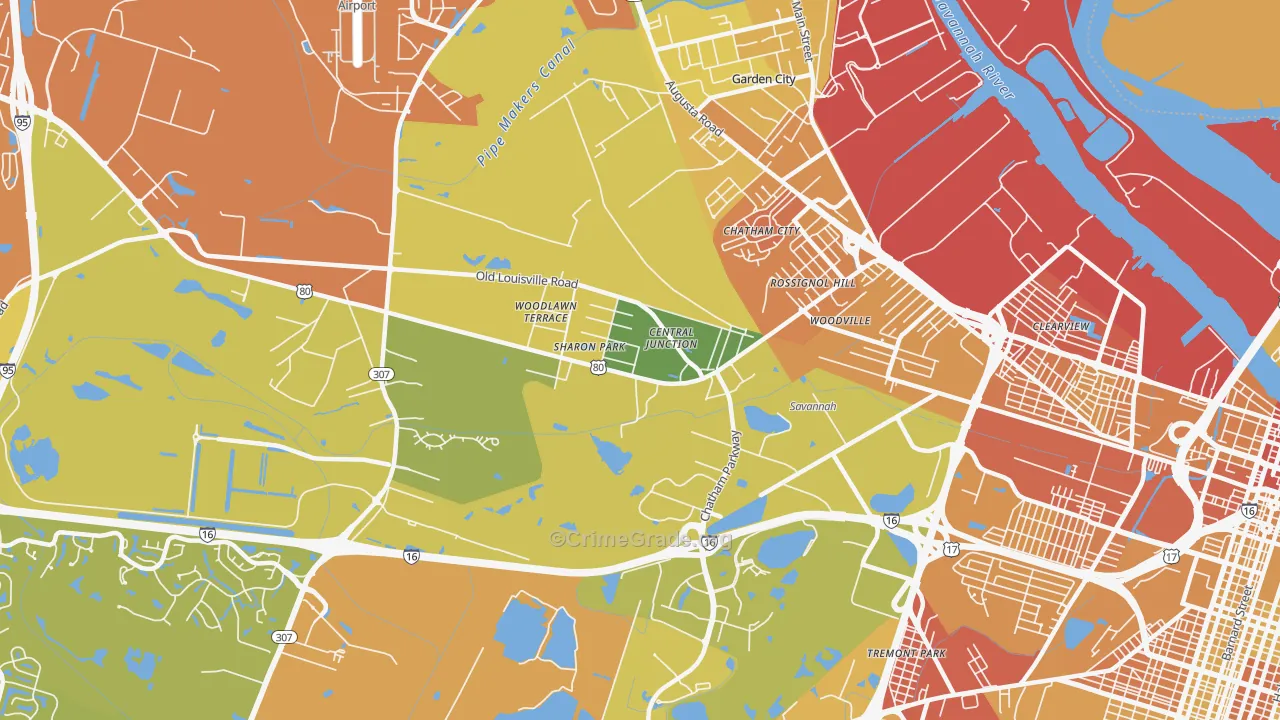 Garden City, GA Map of Drug-Related Crime Rates