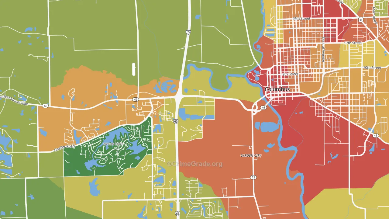 Garden City, IN Map of Drug-Related Crime Rates