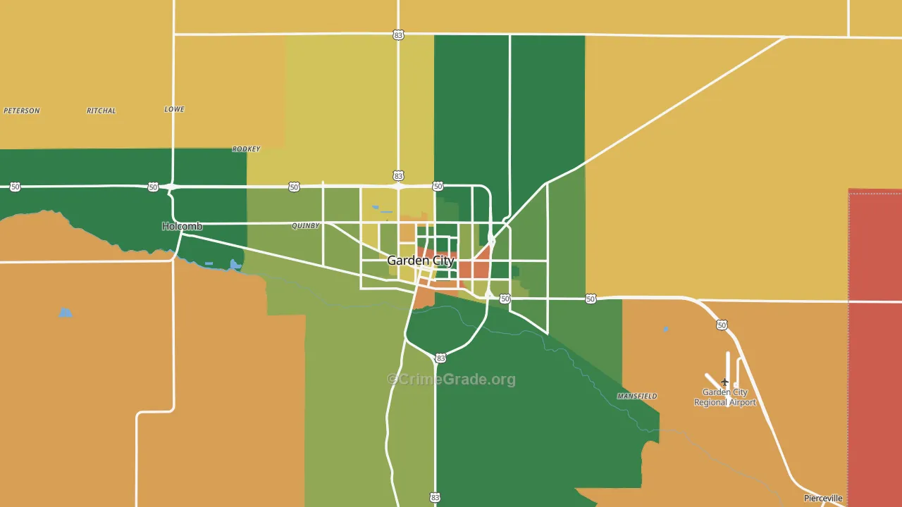 Garden City, KS Map of Drug-Related Crime Rates