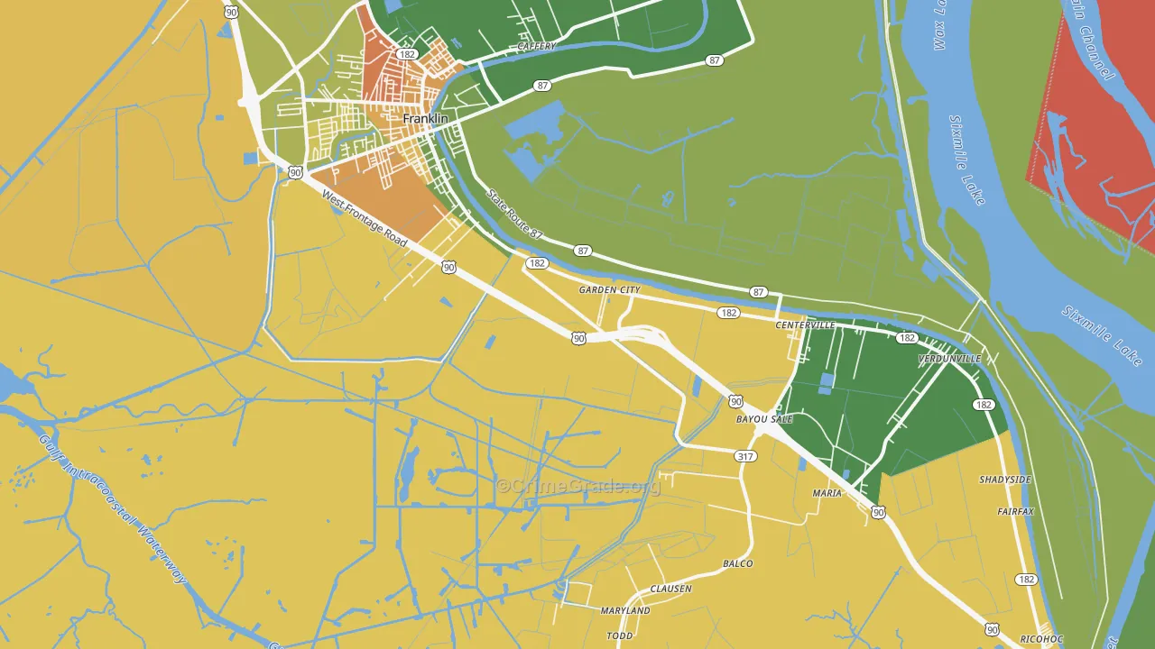 Garden City, LA Map of Drug-Related Crime Rates