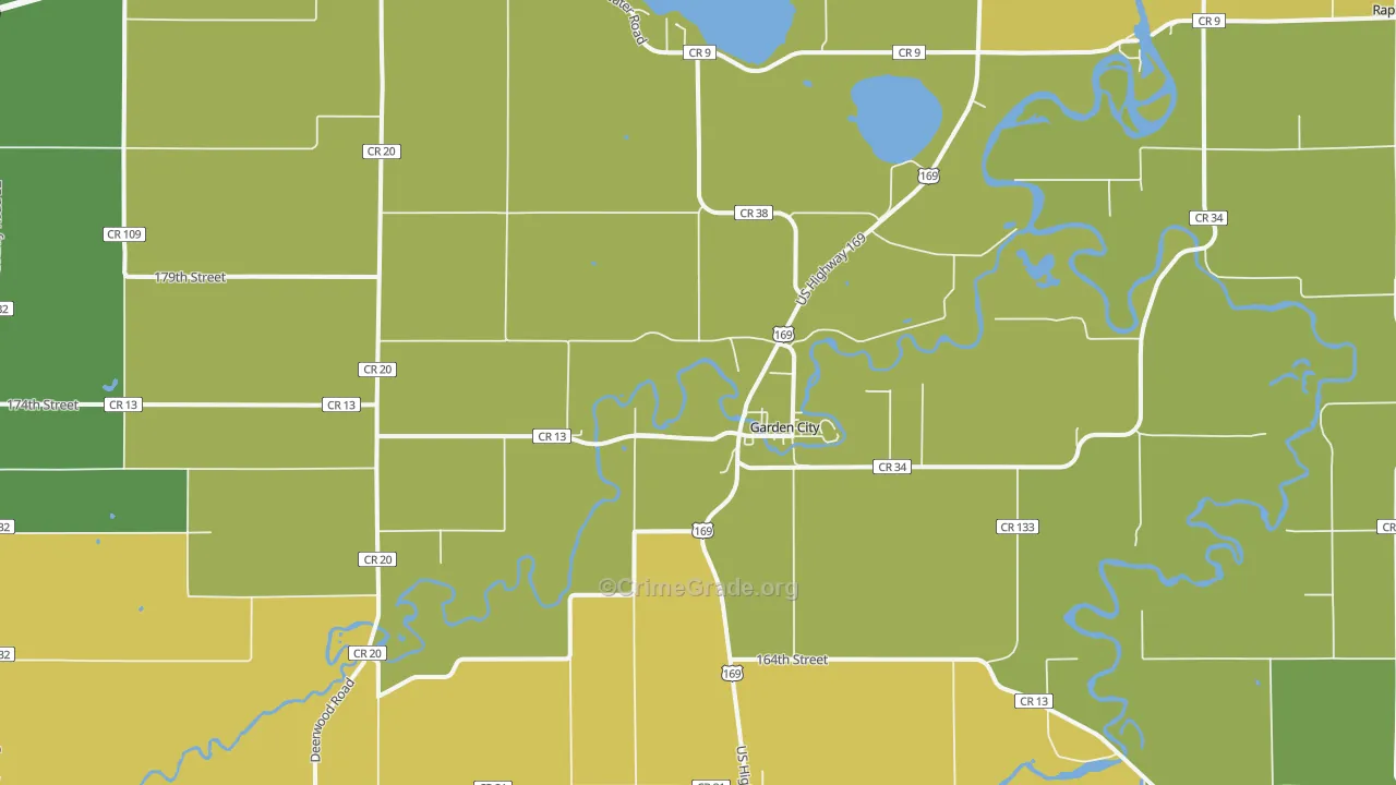 Garden City, MN Map of Drug-Related Crime Rates