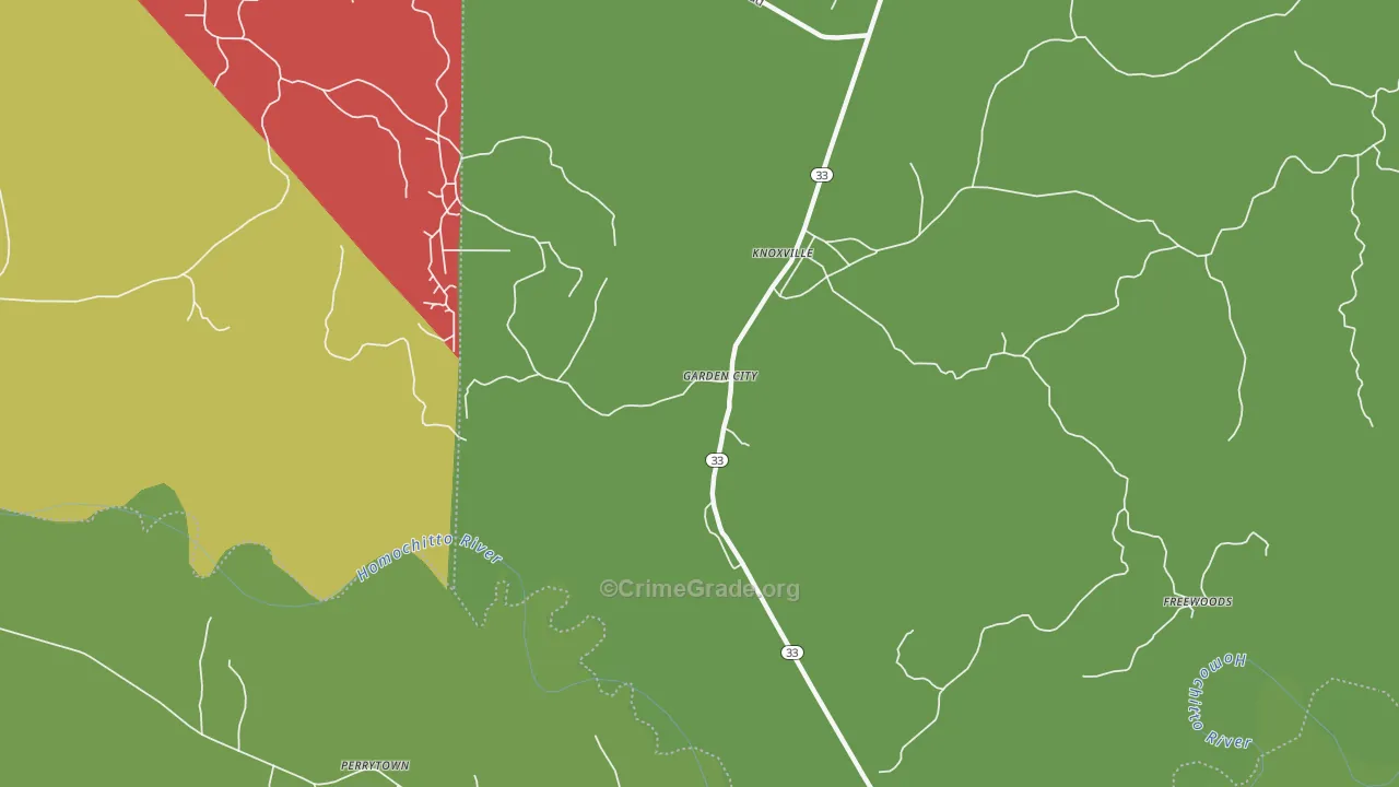 Garden City, MS Map of Drug-Related Crime Rates