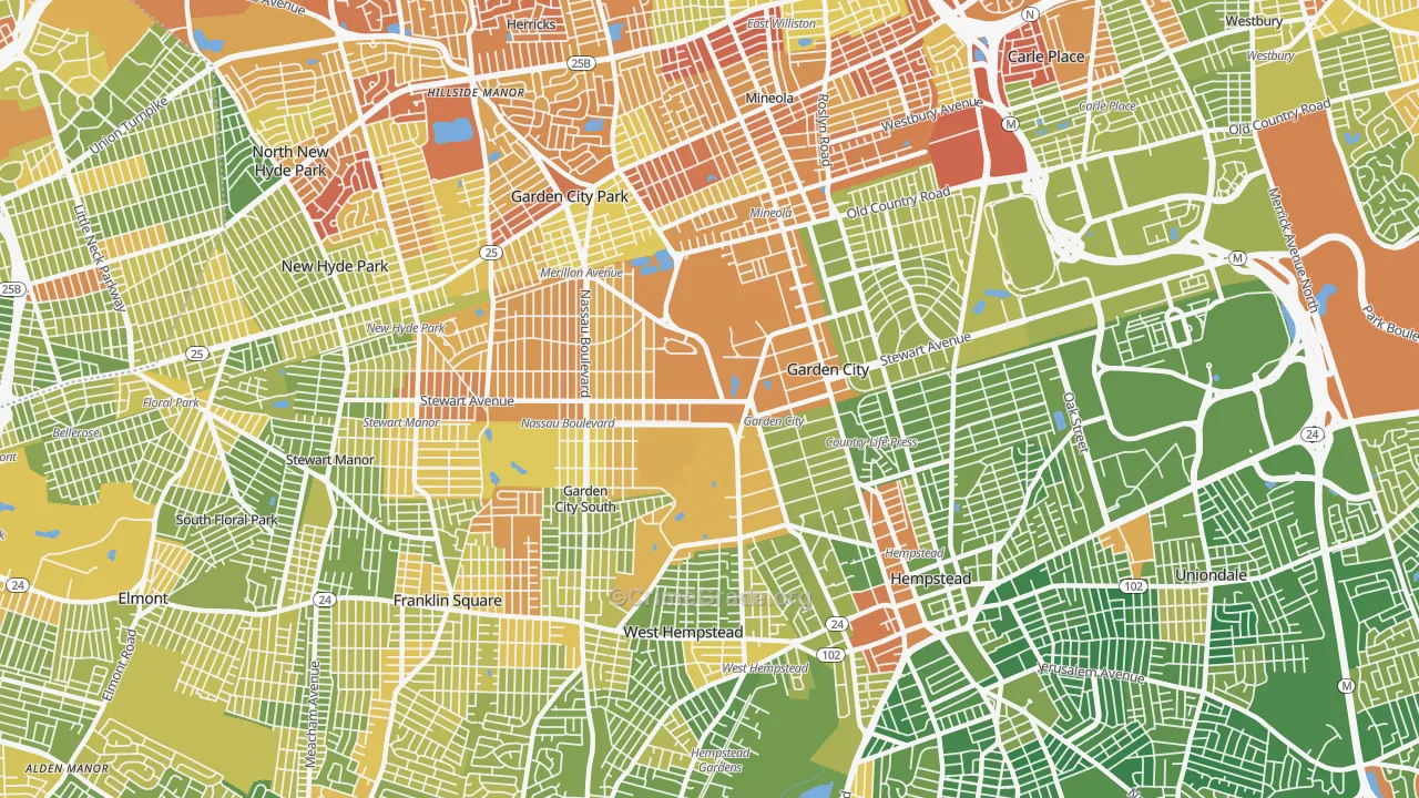 Garden City, NY Map of Drug-Related Crime Rates