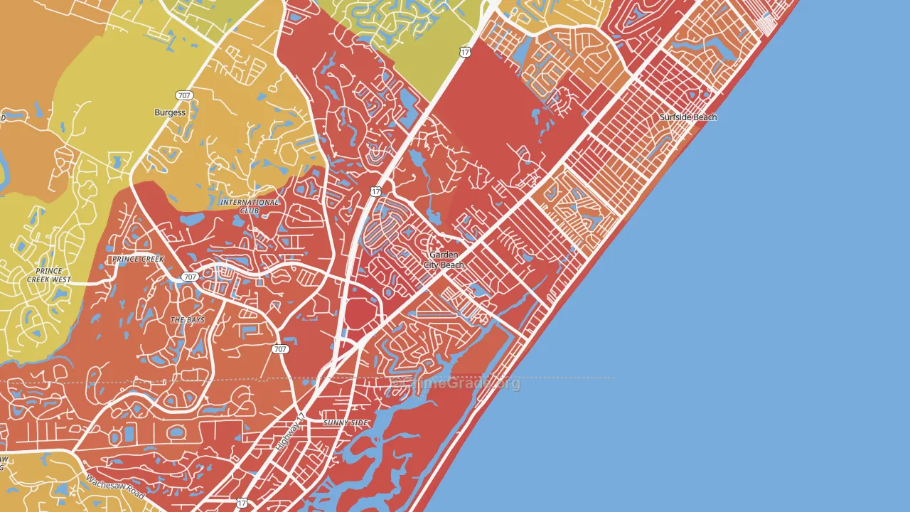 Garden City, SC Map of Drug-Related Crime Rates