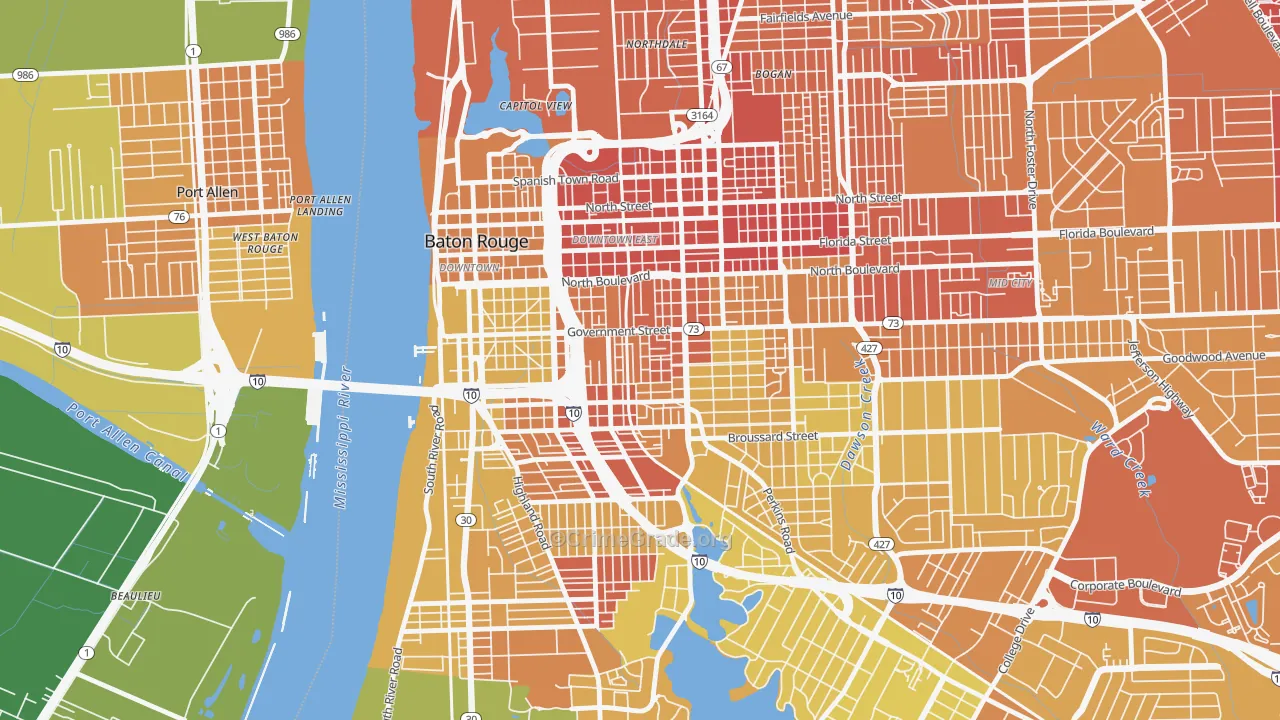 Garden District, Baton Rouge, LA Map of Drug-Related Crime Rates