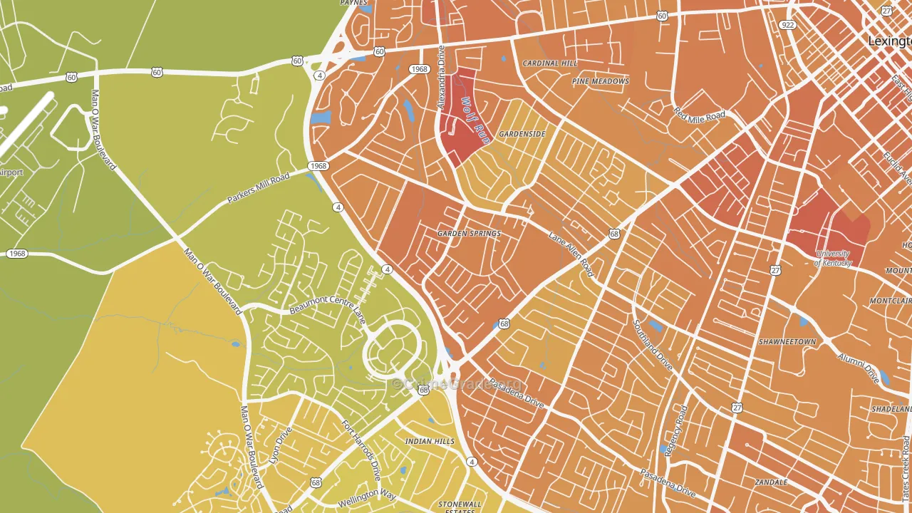 Garden Springs, Lexington, KY Map of Drug-Related Crime Rates