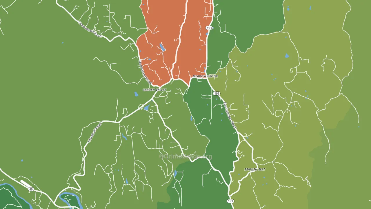 Garden Valley, CA Map of Drug-Related Crime Rates