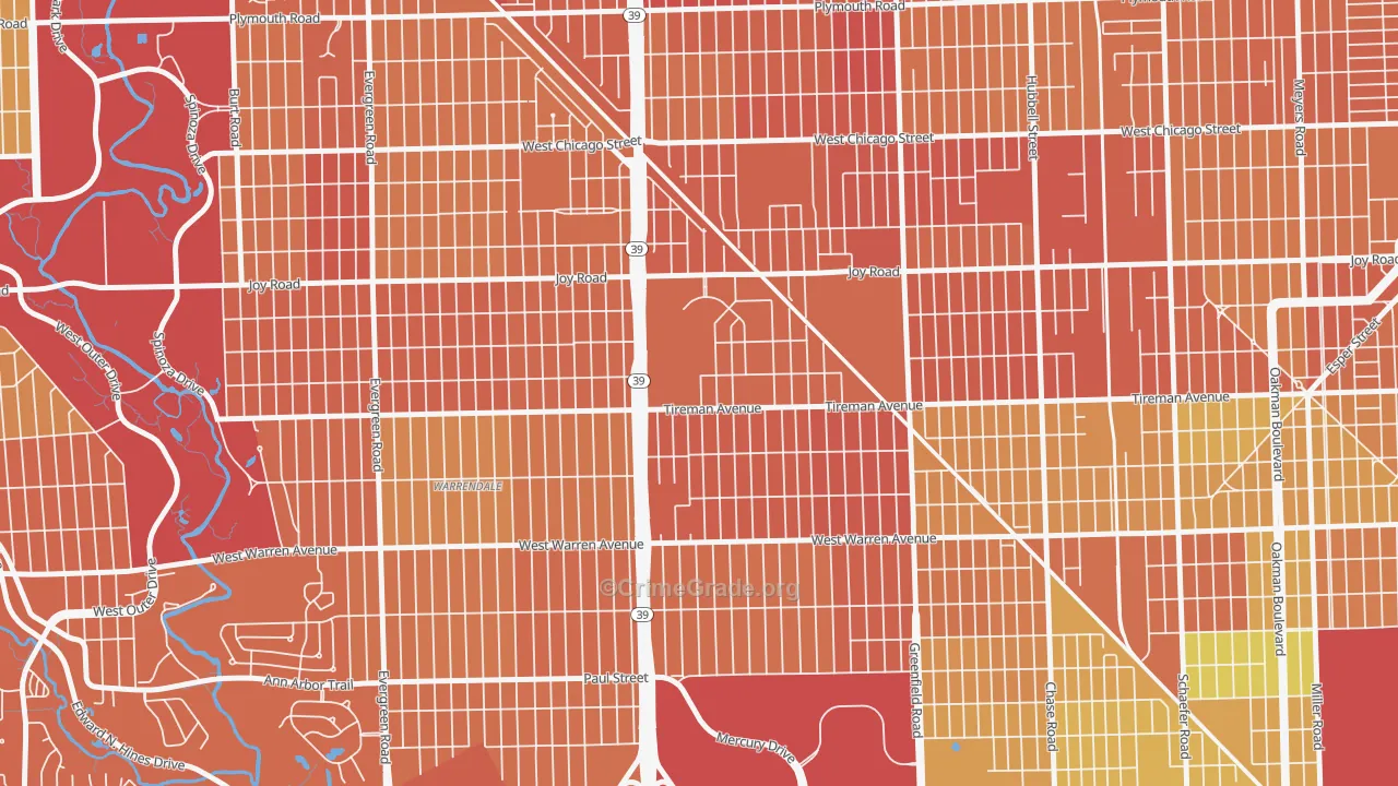 Garden View, Detroit, MI Map of Drug-Related Crime Rates