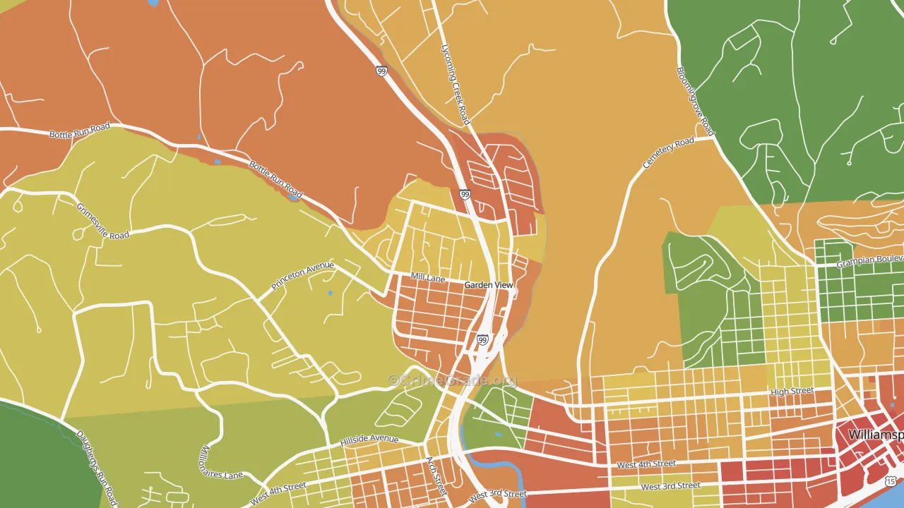 Garden View, PA Map of Drug-Related Crime Rates