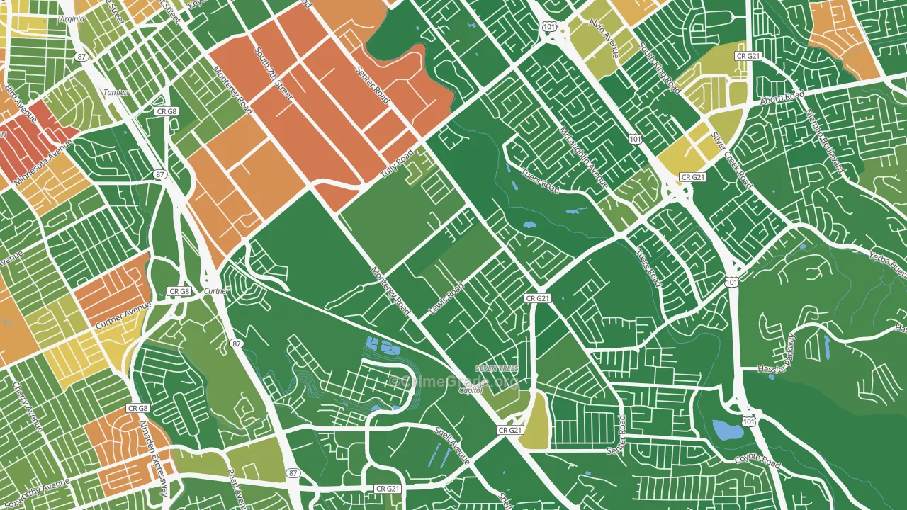 Garden-Villa Montery, San Jose, CA Map of Drug-Related Crime Rates