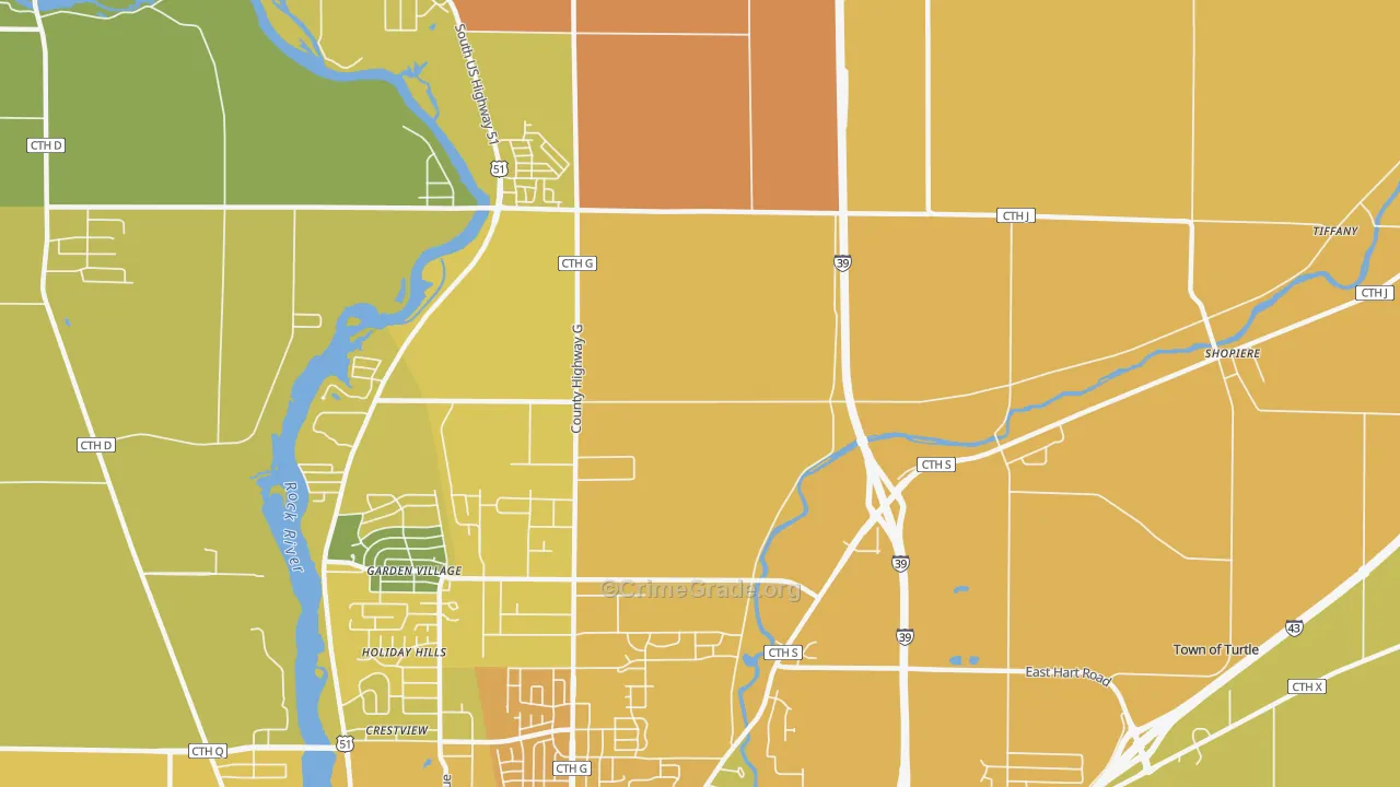 Garden Village, WI Map of Drug-Related Crime Rates