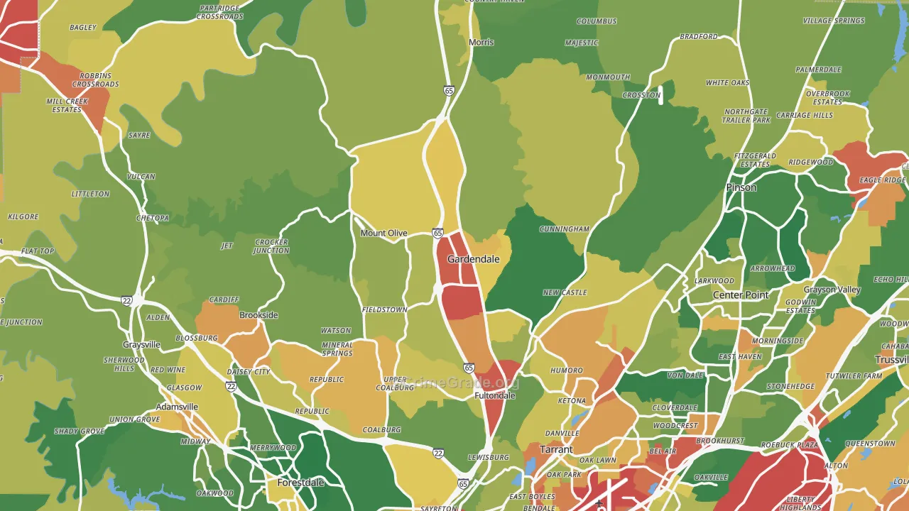 Gardendale, AL Map of Drug-Related Crime Rates