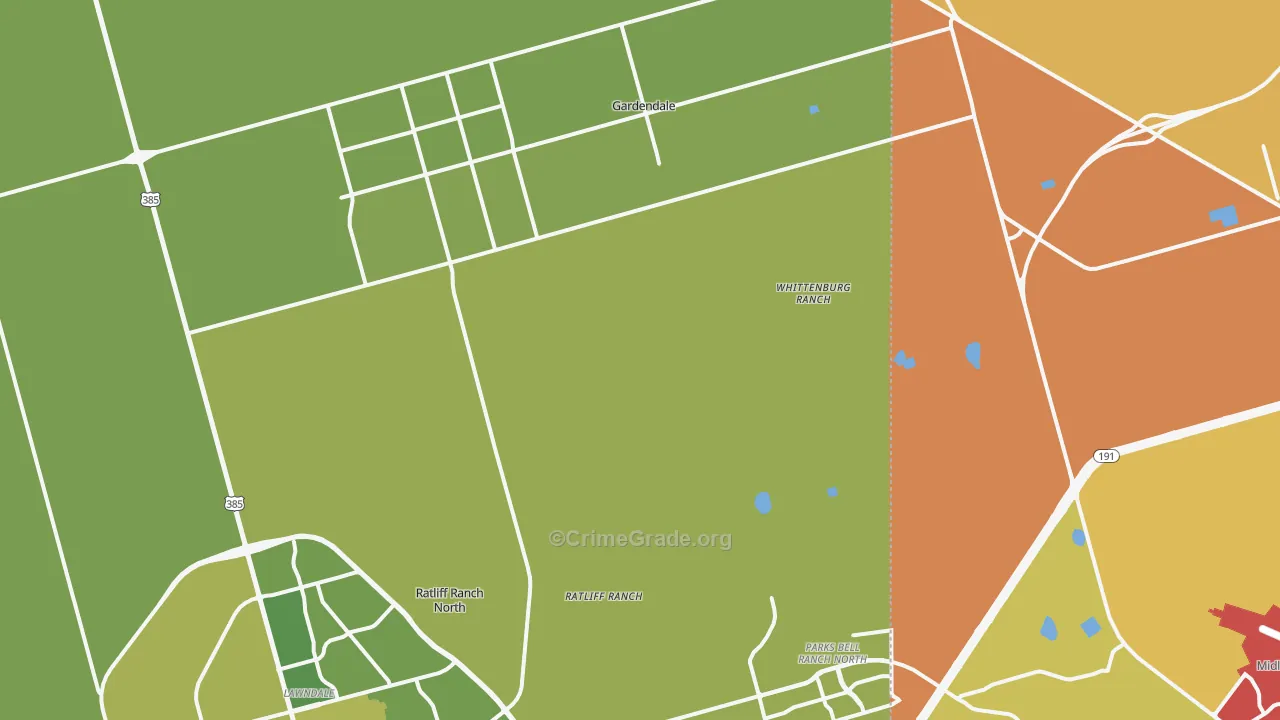 Gardendale, TX Map of Drug-Related Crime Rates