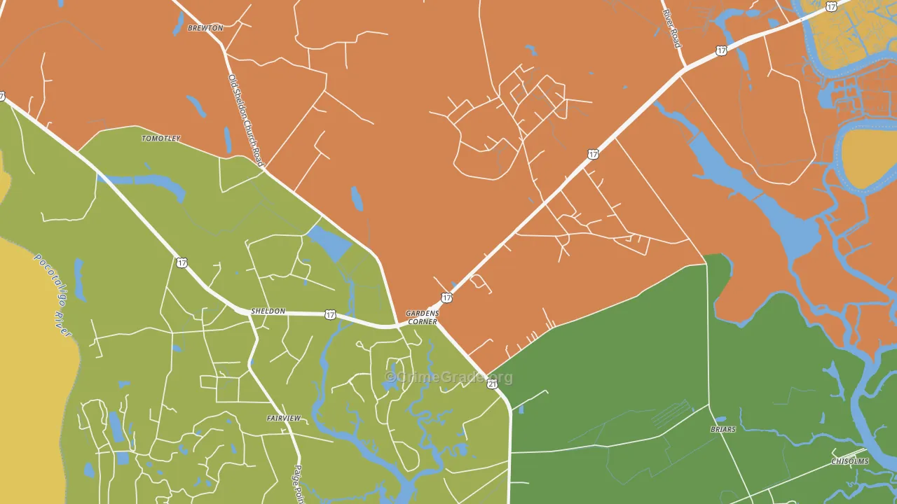 Gardens Corner, SC Map of Drug-Related Crime Rates