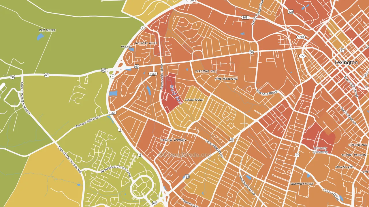 Gardenside-Colony, Lexington, KY Map of Drug-Related Crime Rates