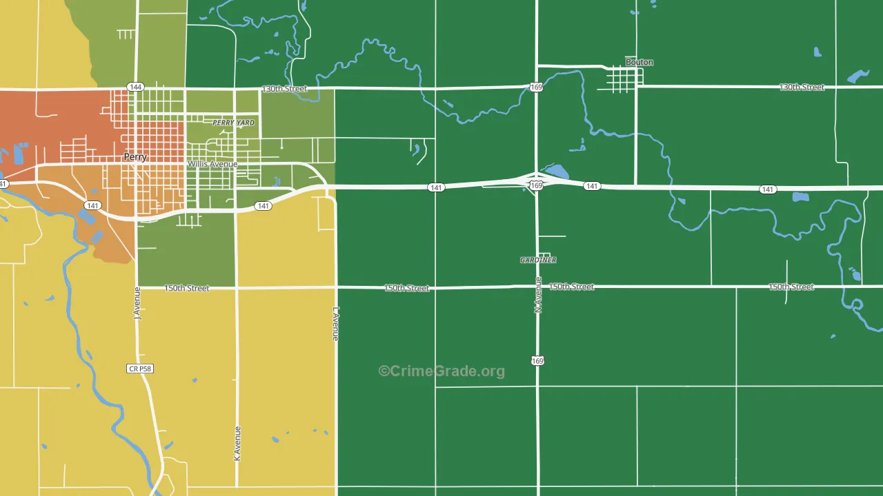Gardiner, IA Map of Drug-Related Crime Rates