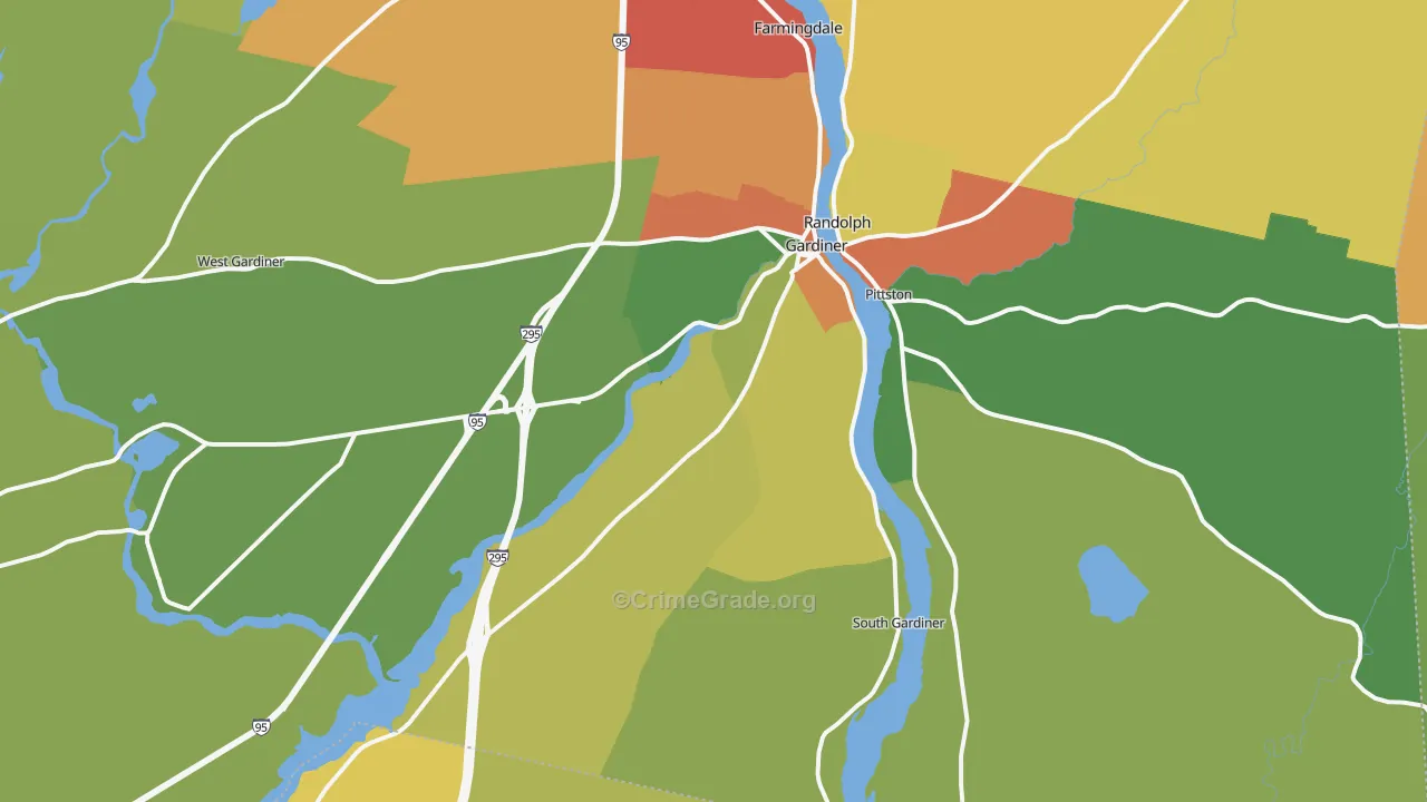 Gardiner, ME Map of Drug-Related Crime Rates