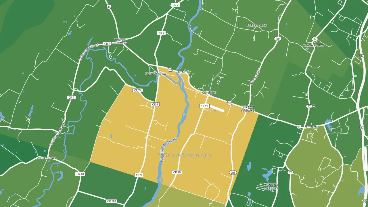 Gardiner, NY Map of Drug-Related Crime Rates