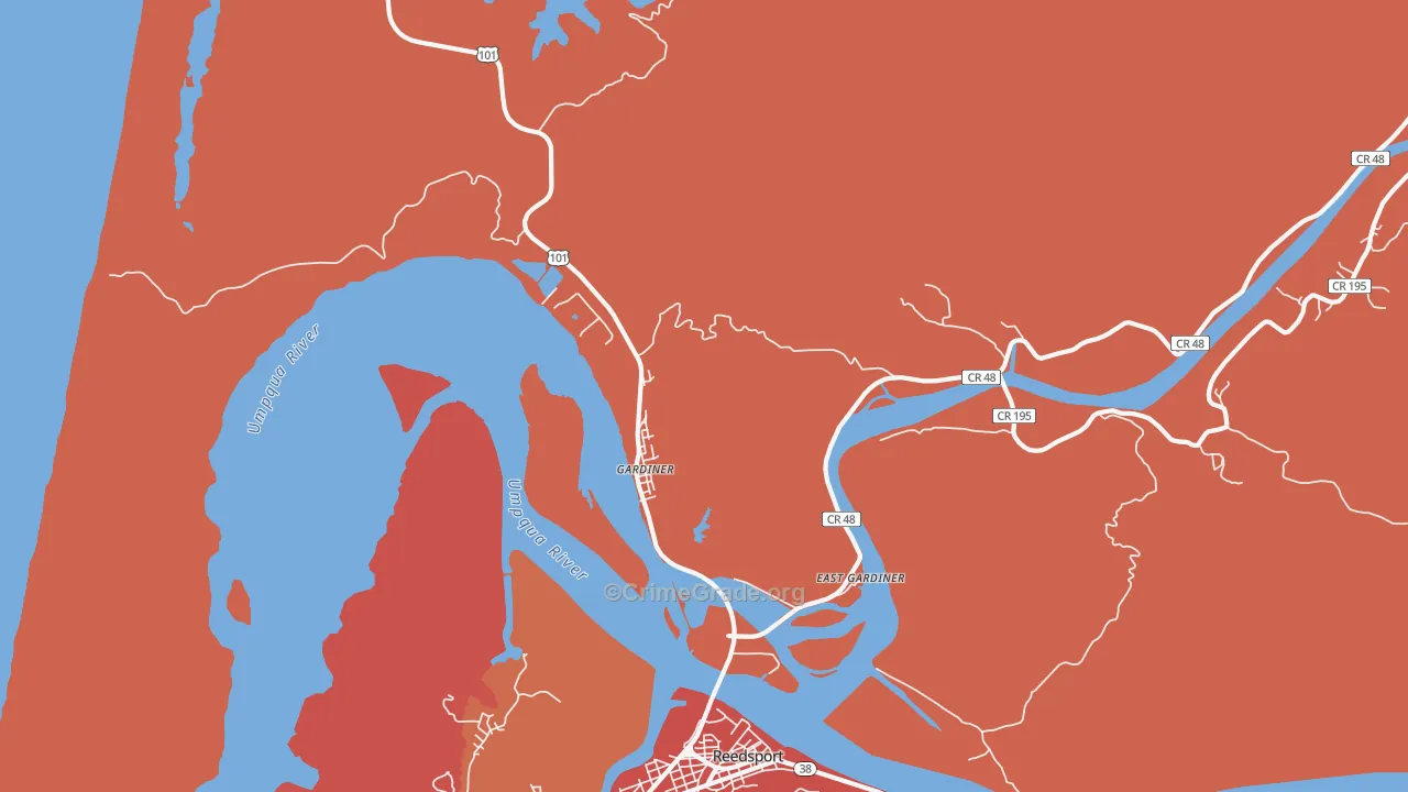 Gardiner, OR Map of Drug-Related Crime Rates