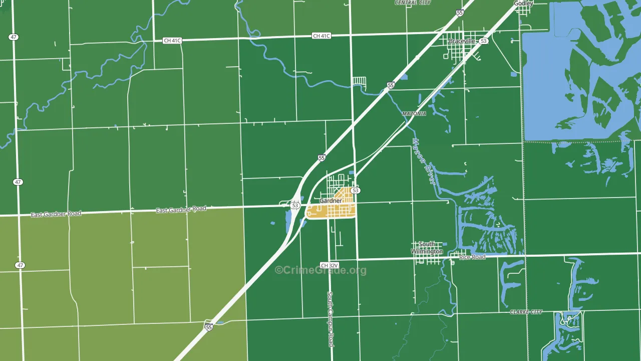 Gardner, IL Map of Drug-Related Crime Rates