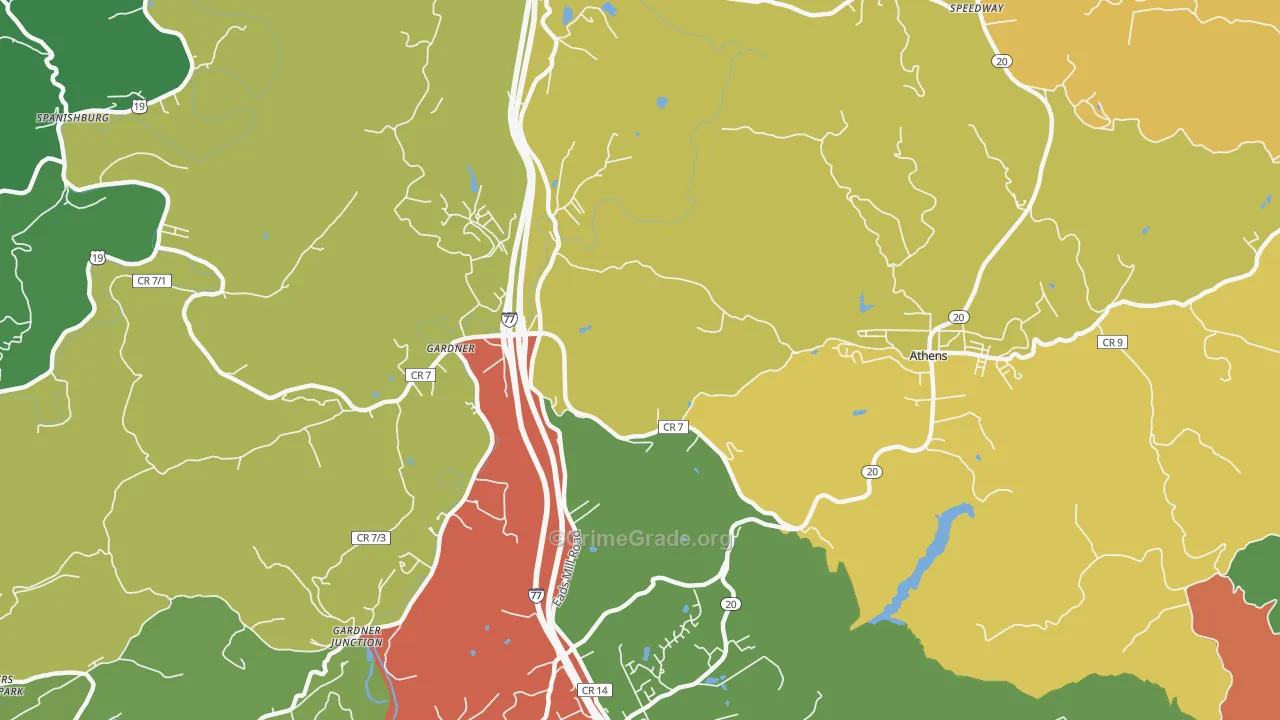 Gardner, WV Map of Drug-Related Crime Rates