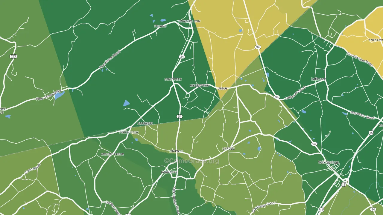 Gardners, PA Map of Drug-Related Crime Rates