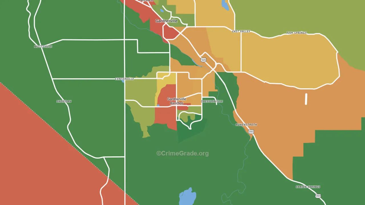 Gardnerville Ranchos, NV Map of Drug-Related Crime Rates