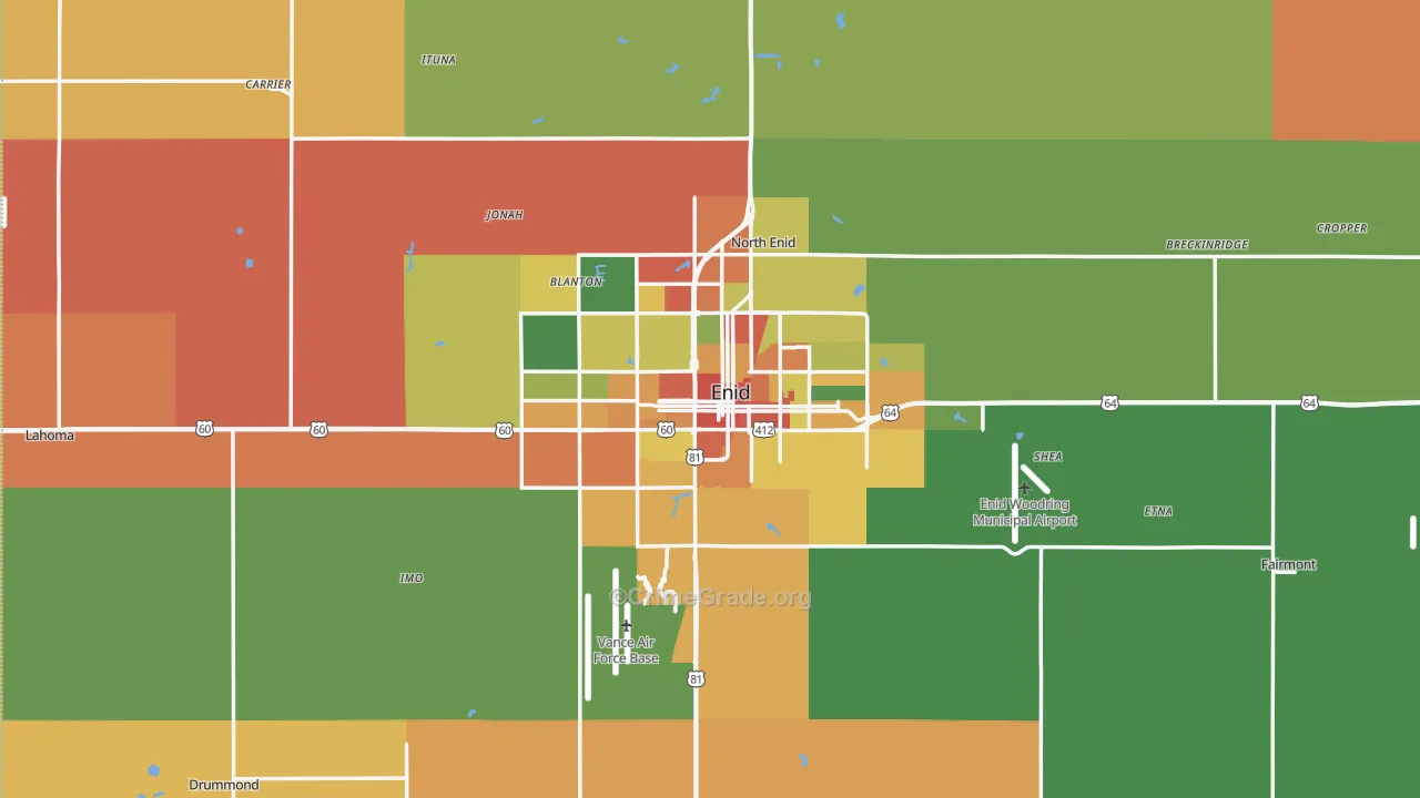 Garfield County, OK Map of Drug-Related Crime Rates