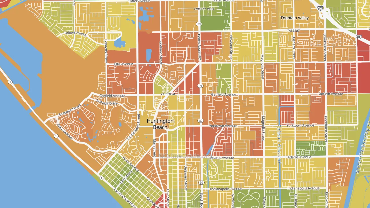 Garfield, Huntington Beach, CA Map of Drug-Related Crime Rates
