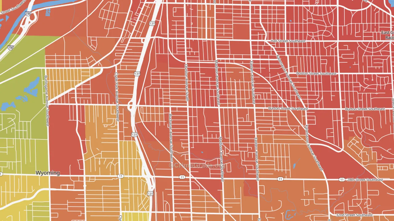 Garfield Park, Grand Rapids, MI Map of Drug-Related Crime Rates
