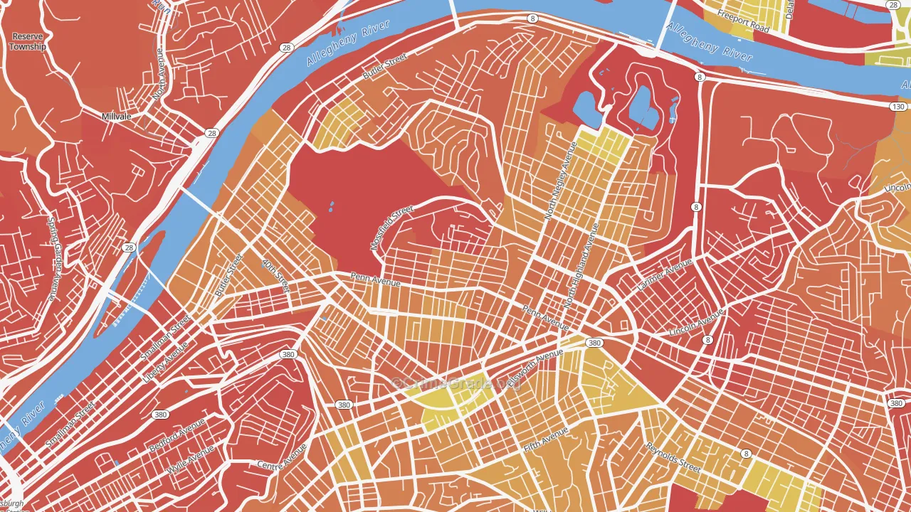 Garfield, Pittsburgh, PA Map of Drug-Related Crime Rates