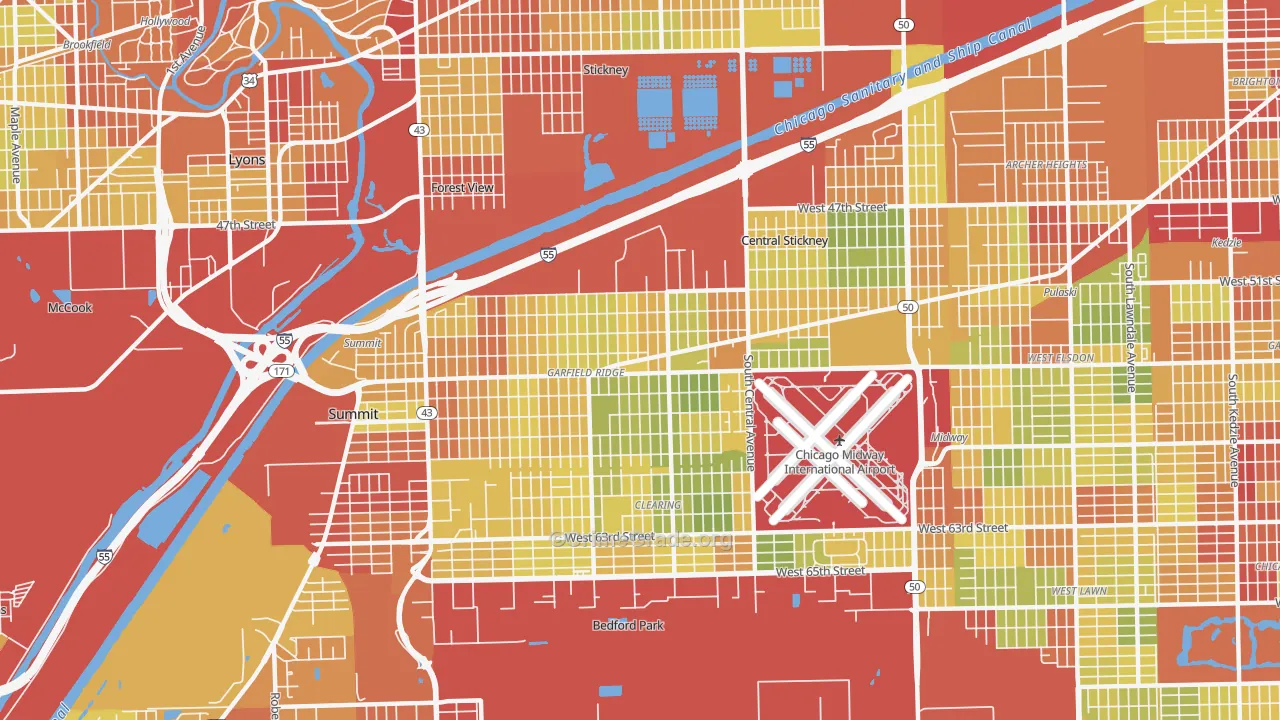 Garfield Ridge, Chicago, IL Map of Drug-Related Crime Rates