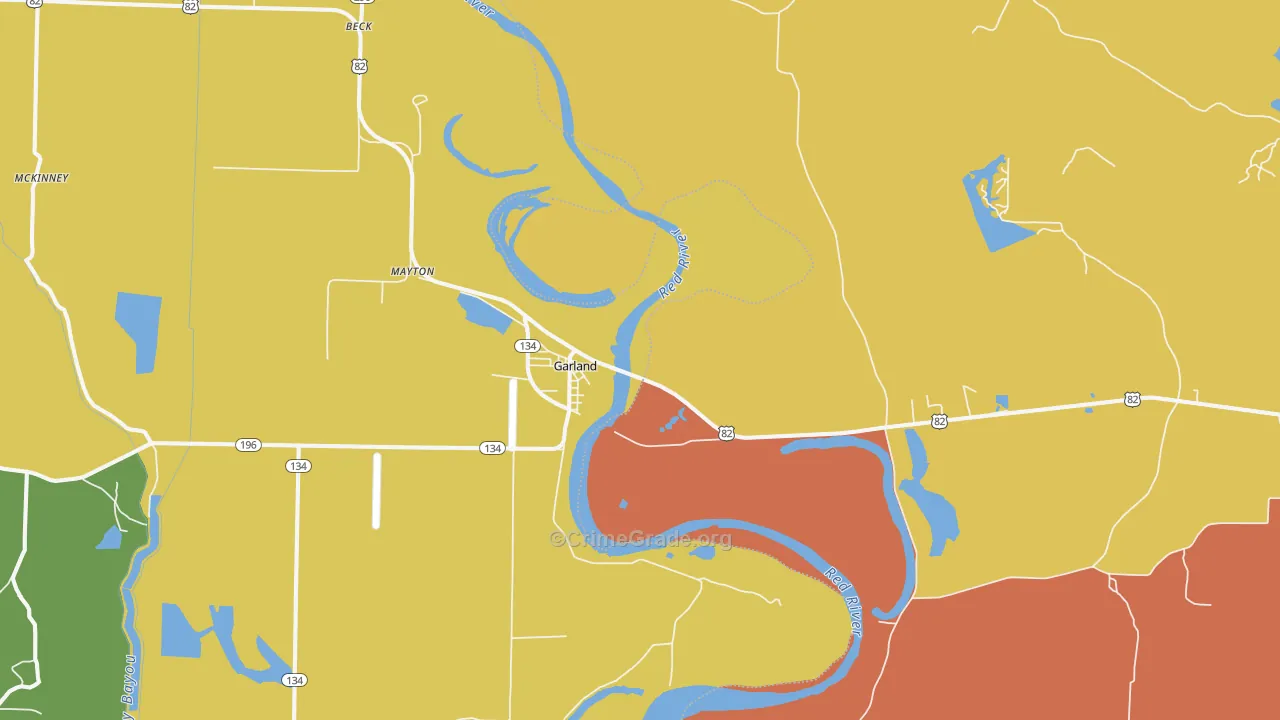 Garland, AR Map of Drug-Related Crime Rates