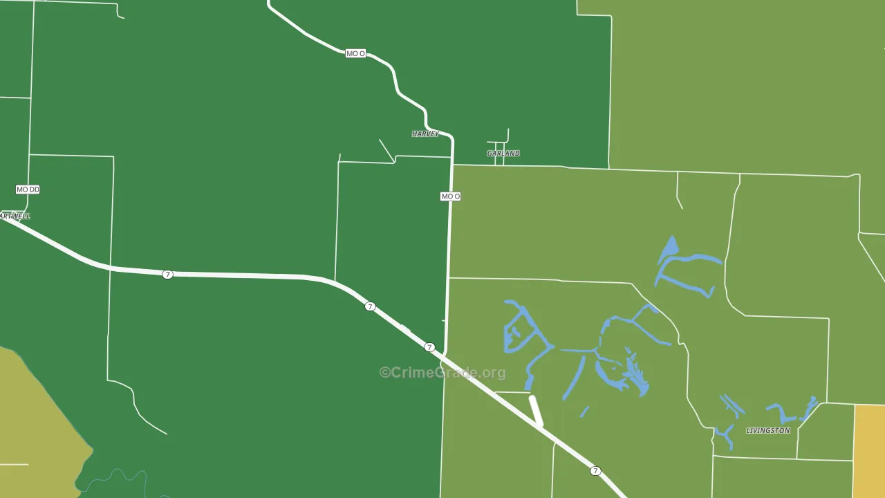 Garland, MO Map of Drug-Related Crime Rates