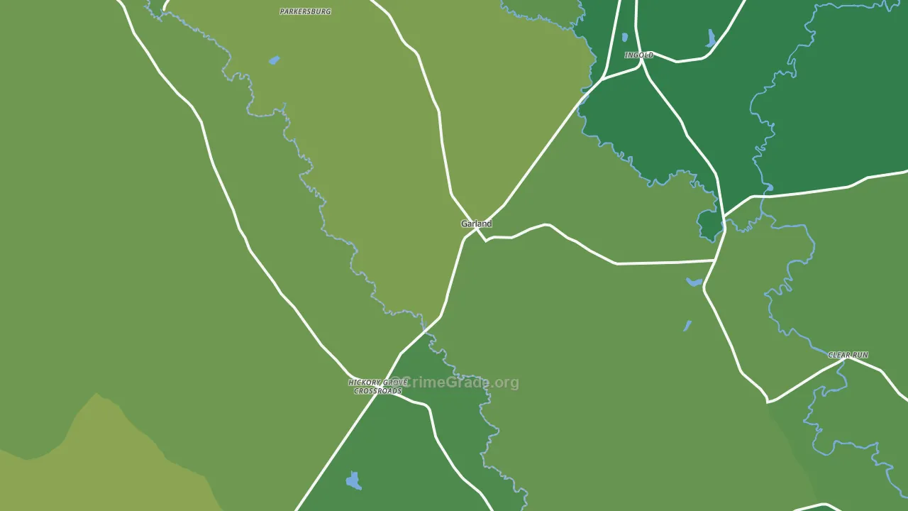 Garland, NC Map of Drug-Related Crime Rates