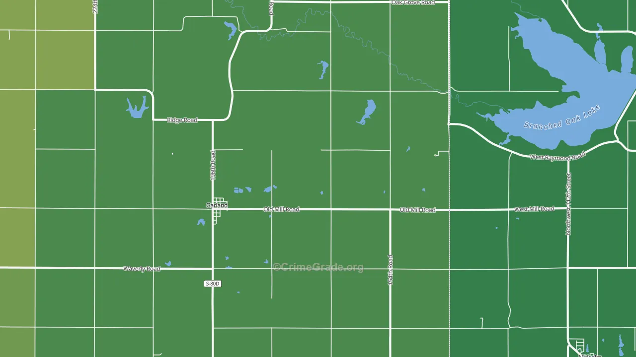 Garland, NE Map of Drug-Related Crime Rates