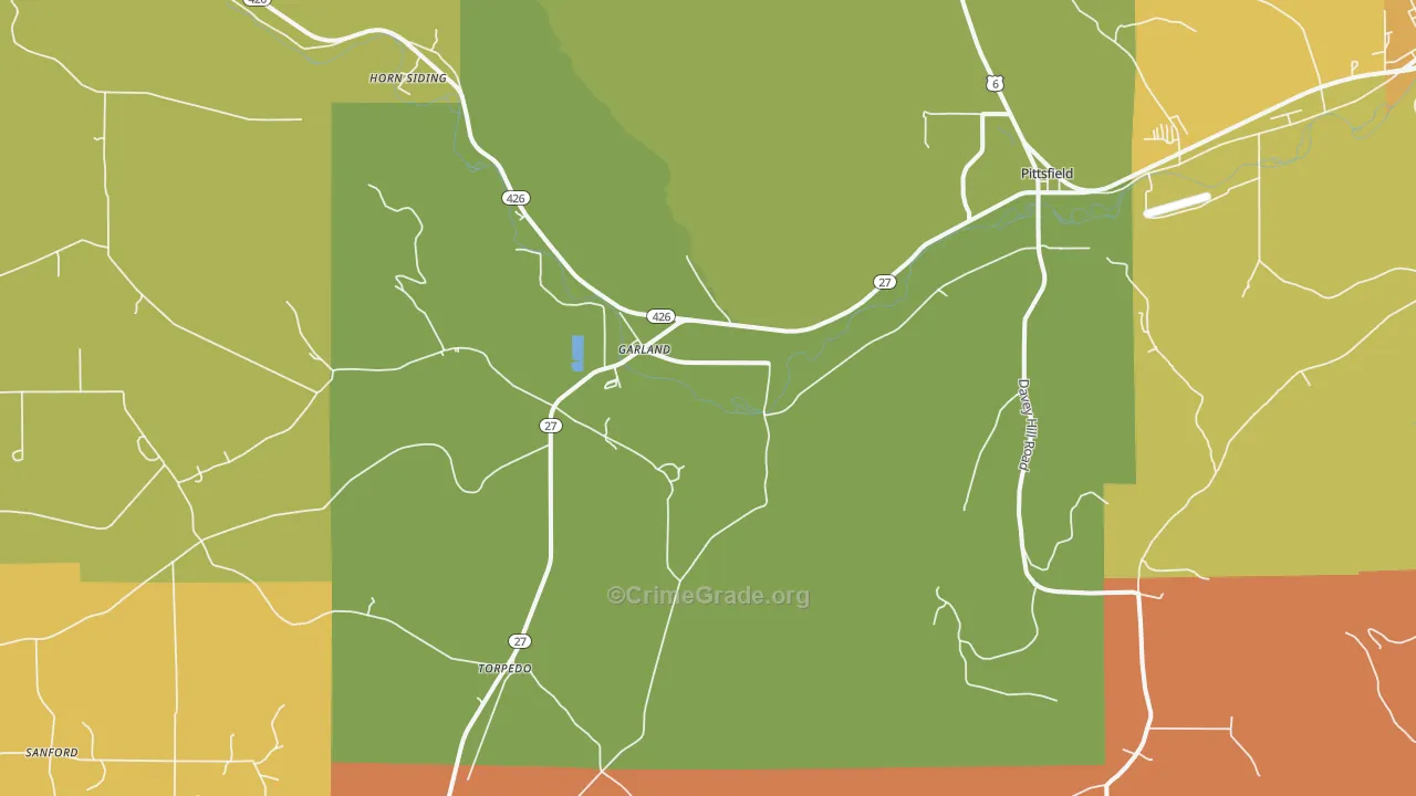 Garland, PA Map of Drug-Related Crime Rates