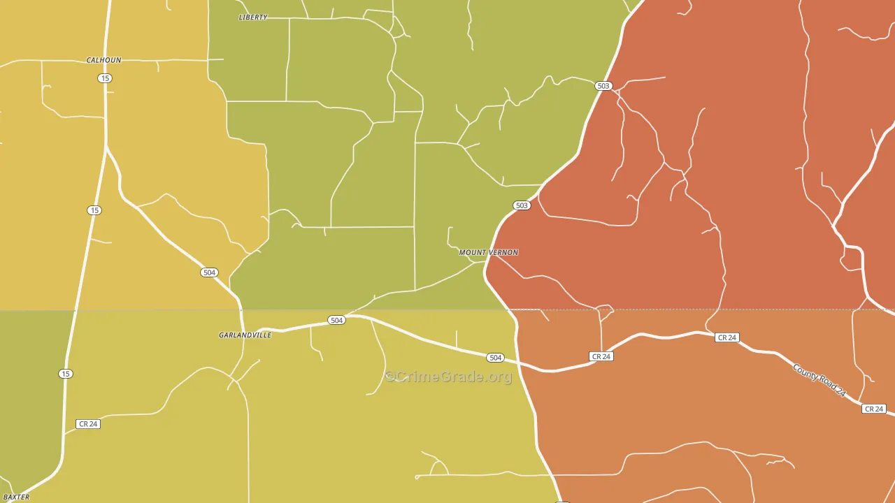 Garlandville, MS Map of Drug-Related Crime Rates