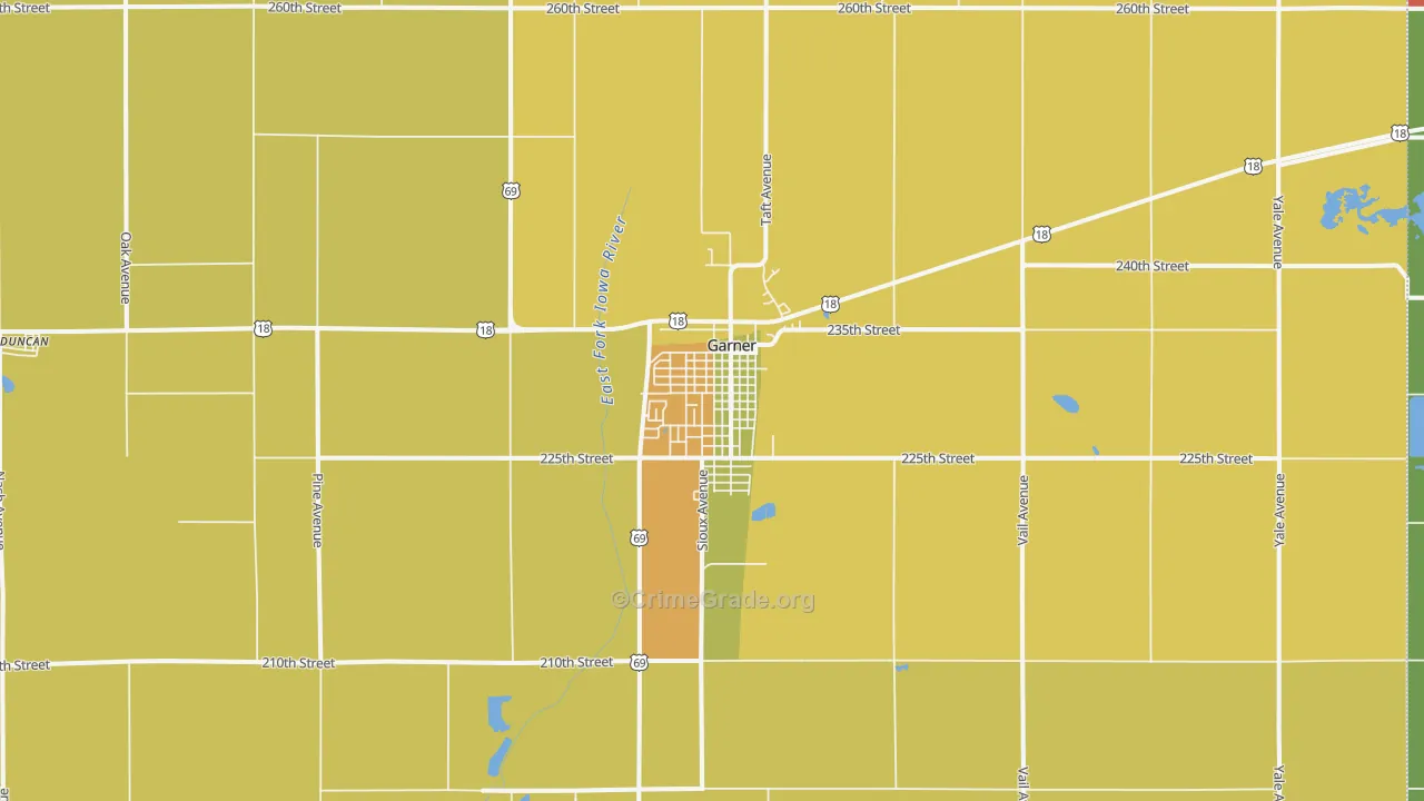Garner, IA Map of Drug-Related Crime Rates