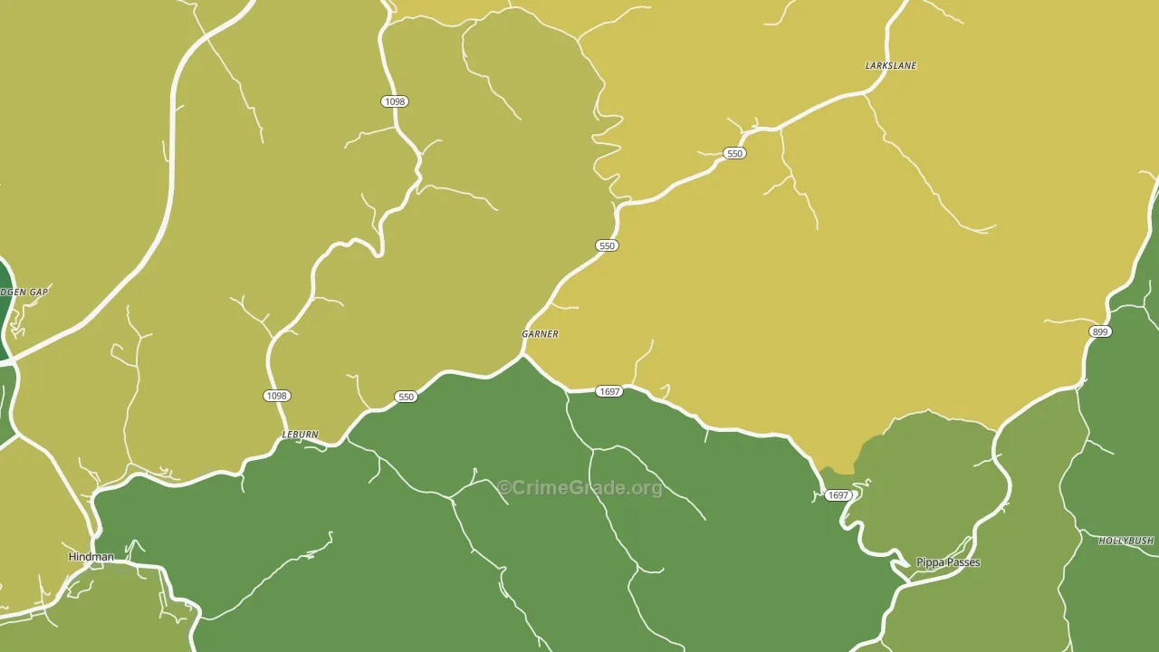 Garner, KY Map of Drug-Related Crime Rates