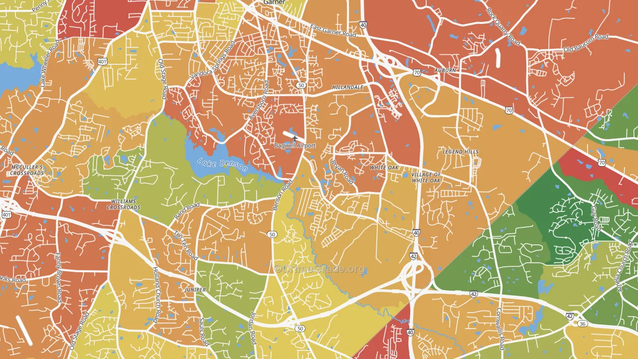 Garner, NC Map of Drug-Related Crime Rates