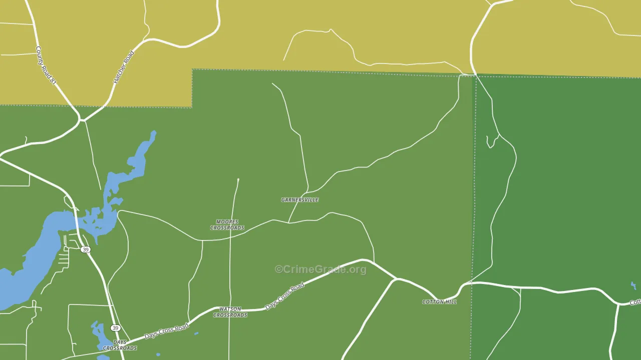 Garnersville, GA Map of Drug-Related Crime Rates