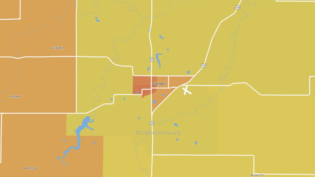 Garnett, KS Map of Drug-Related Crime Rates