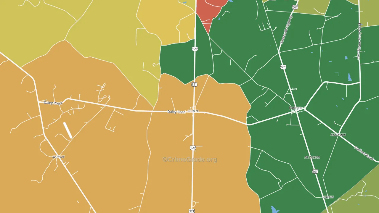 Garnett, SC Map of Drug-Related Crime Rates