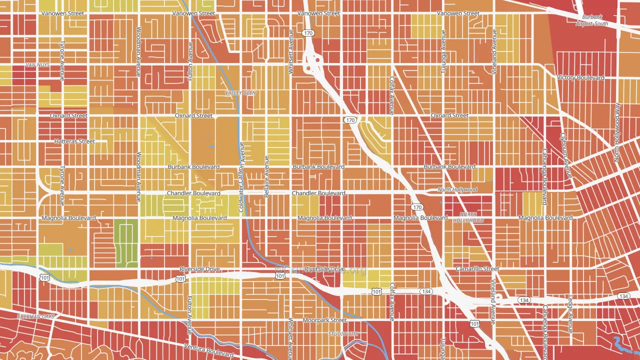 Garnsey, Valley Village, CA Map of Drug-Related Crime Rates